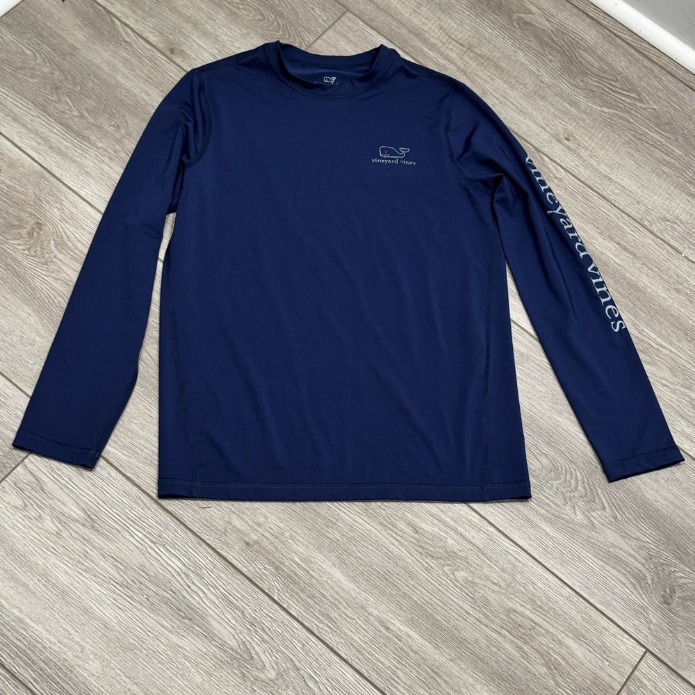 Vineyard Vines Blue Long Sleeve Rash Guard Swim Sun Shirt Medium 12-14